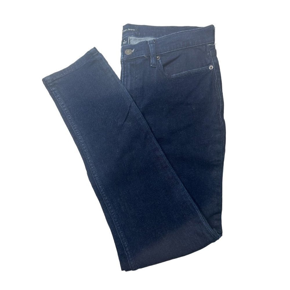 Calvin Klein Jeans Womens 12 Dark Indigo Straight Leg Denim Pants Dark Wash